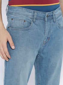 Men Blue Regular Fit Mid-Rise Clean Look Stretchable Jeans - JUMP USA