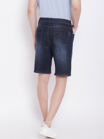 JUMP USA Men Blue Washed Solid Regular Fit Denim Shorts - JUMP USA