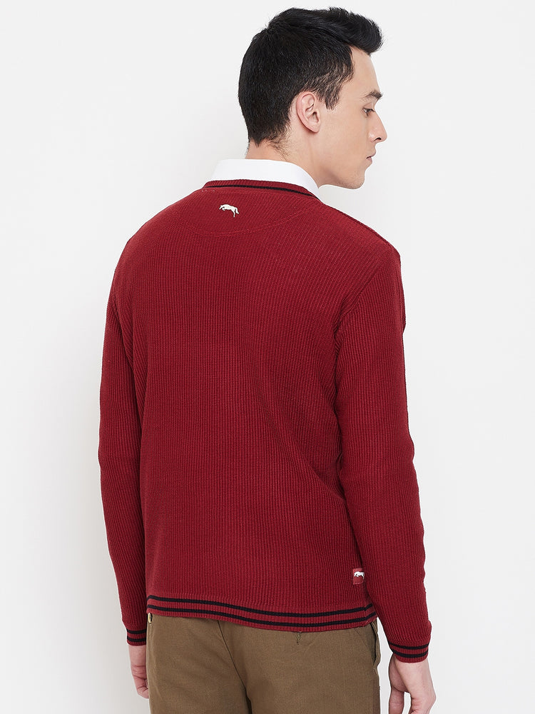 JUMP USA Men Red Solid Sweater - JUMP USA
