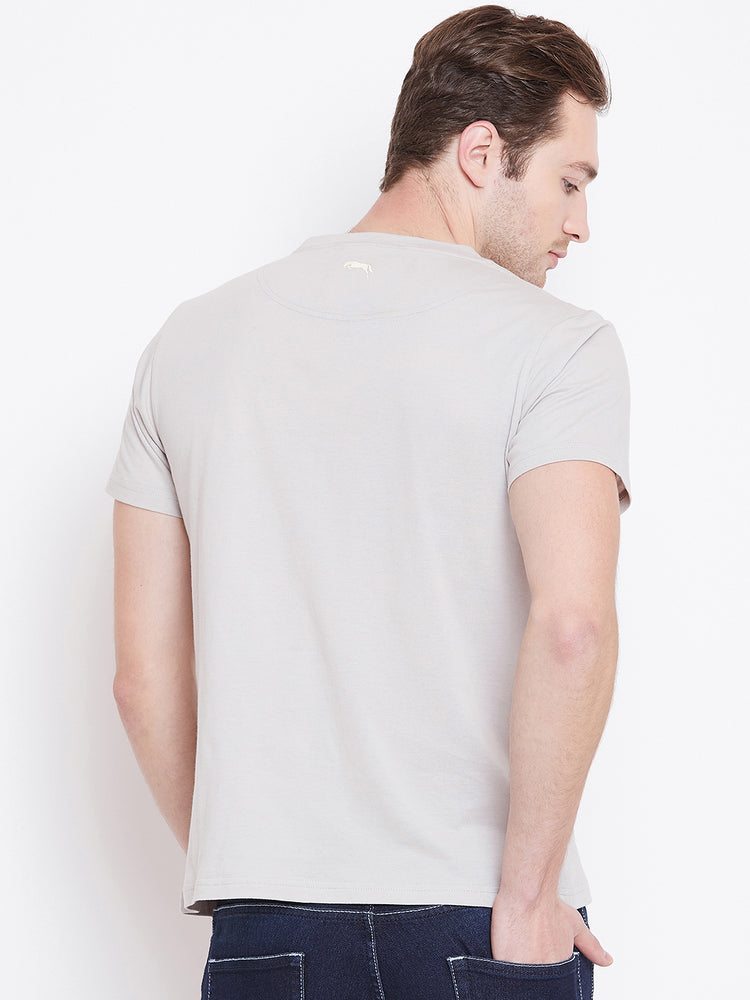 Men Grey Printed Casual T-shirt - JUMP USA