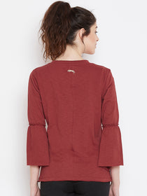 Women Red Solid Casual Tops - JUMP USA