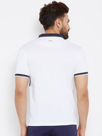 JUMP USA Men Solid White Polo T-shirts - JUMP USA