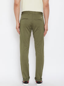 JUMP USA Men Solid Olive Casual Regular Fit Chinos Trousers - JUMP USA