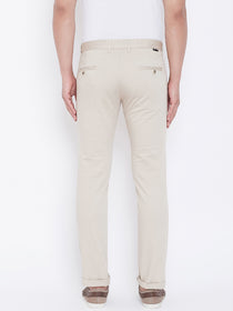 JUMP USA Men Cream Regular Fit Solid Trousers - JUMP USA