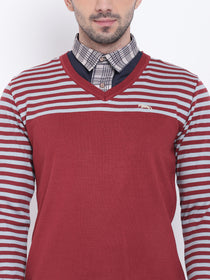 Men Casual Striped Red Sweaters - JUMP USA