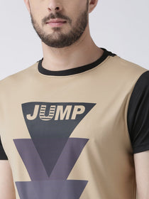 Men Beige Graphic Round Neck T-shirt - JUMP USA