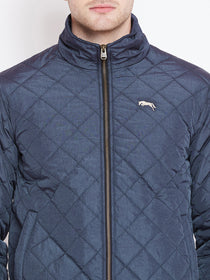 Mens Solid Ec Navy Quilted Jacket - JUMP USA