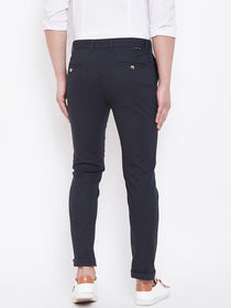JUMP USA Men Navy Balue Casual Slim Fit Trousers - JUMP USA