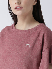 Women Red Solid Top - JUMP USA