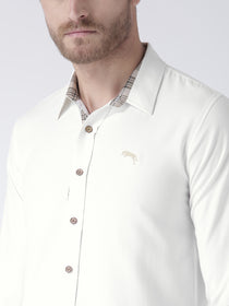 Men White Bamboo Cotton & Micro Polyester Shirt - JUMP USA (1568787136554)