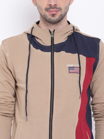 Men Casual Colourblocked Beige Sweatshirt - JUMP USA