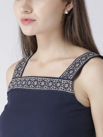 Women Navy Blue Casual Tops - JUMP USA