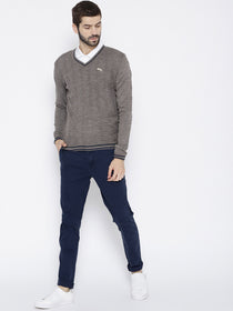Men Beige self Design Pullover - JUMP USA
