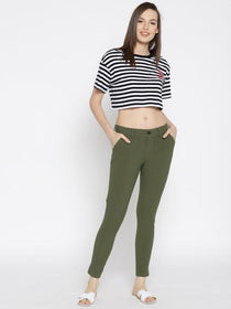 Women Solid Slim Fit Trousers - JUMP USA