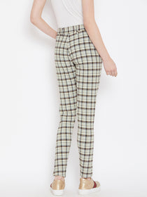 Women Grey Checked Casual Trousers - JUMP USA