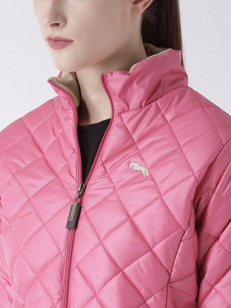 Women Polyster Casual Long Sleeve  Pink Winter Jacket - JUMP USA (1568775700522)