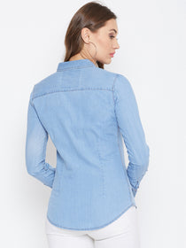 JUMP USA Women Regular Fit Blue Casual Denim Shirt - JUMP USA