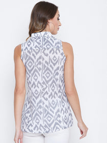 JUMP USA Women White & Grey Printed Casual Shirts - JUMP USA