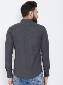 JUMP USA Men Charcoal Solid Cotton Casual Shirts - JUMP USA