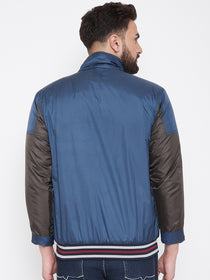 JUMP USA Men Navy Blue Colourblocked Casual Open Front Jacket - JUMP USA