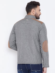 JUMP USA Men Grey Solid Bomber Jacket - JUMP USA