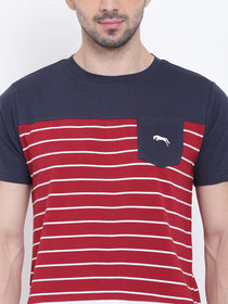 Men Casual Striped Red T-shirt - JUMP USA