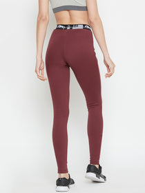 Women Maroon Active Wear Tights - JUMP USA