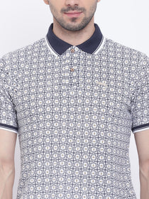 Men Casual Solid White Polo Collar T-Shirt - JUMP USA