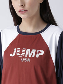 Women Red Solid Top - JUMP USA