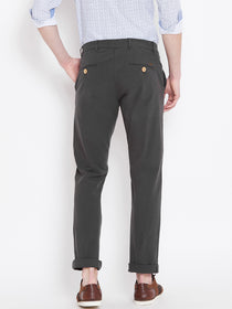 Men Charcoal Solid Casual Regular Fit Trousers - JUMP USA