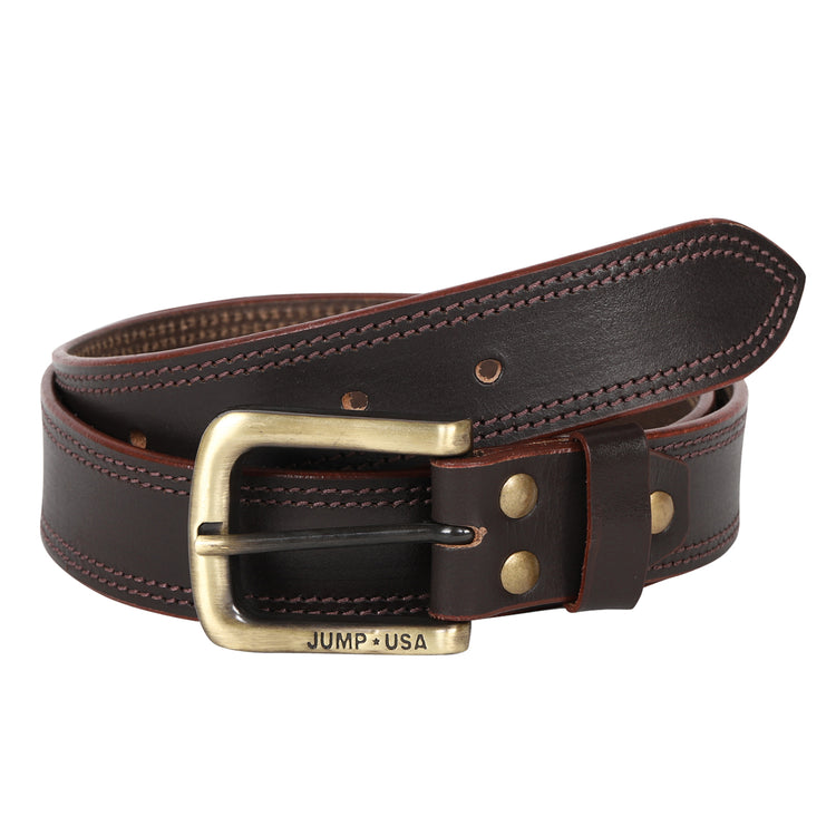 Men Leather Brown Belts With Metal Buckle - JUMP USA