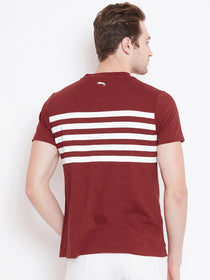 Men Red Striped Casual T-shirt - JUMP USA