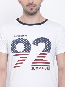 Men Casual Striped White T-shirt - JUMP USA