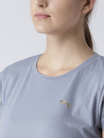 Women Solid Blue T-Shirt - JUMP USA