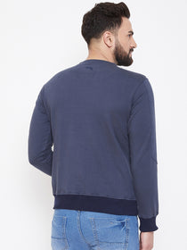 JUMP USA Men Navy Blue Solid Sweatshirt - JUMP USA