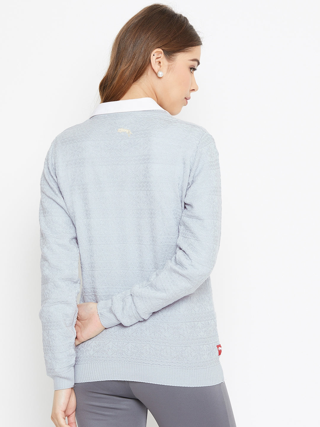 JUMP USA Women Blue Self Design Sweater - JUMP USA