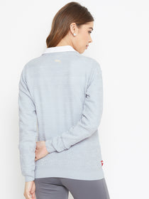 JUMP USA Women Blue Self Design Sweater - JUMP USA