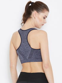 JUMP USA Women Navy Blue Non-Wired Lightly Padded Sports Bra - JUMP USA