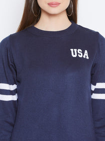 JUMP USA Women Navy Blue Solid Sweaters - JUMP USA