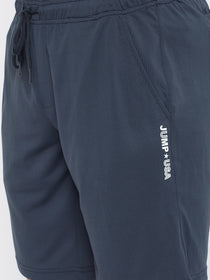 JUMP USA Men Navy Blue Solid Active Wear Shorts - JUMP USA
