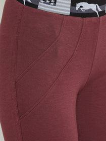 Women Maroon Active Wear Tights - JUMP USA