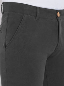 JUMP USA Men Charcoal Casual Slim Fit Solid Chinos - JUMP USA