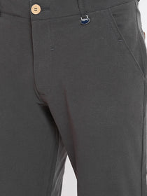 Men Charcoal Solid Casual Regular Fit Trousers - JUMP USA