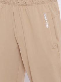 JUMP USA Men Beige Active Wear Solid Track Pant - JUMP USA