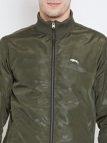 Men Casual Olive Bomber Jacket - JUMP USA