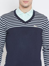 Men Navy Blue Casual Sweaters - JUMP USA