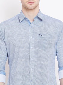 Men White Printed Casual Slim Fit Shirts - JUMP USA