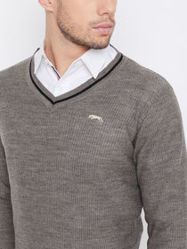 JUMP USA Men Beige Self Design Pullover - JUMP USA