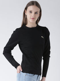 Women Black Self Design Pullover - JUMP USA