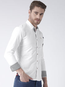 Men White Solid Cotton Regular Fit Shirt - JUMP USA